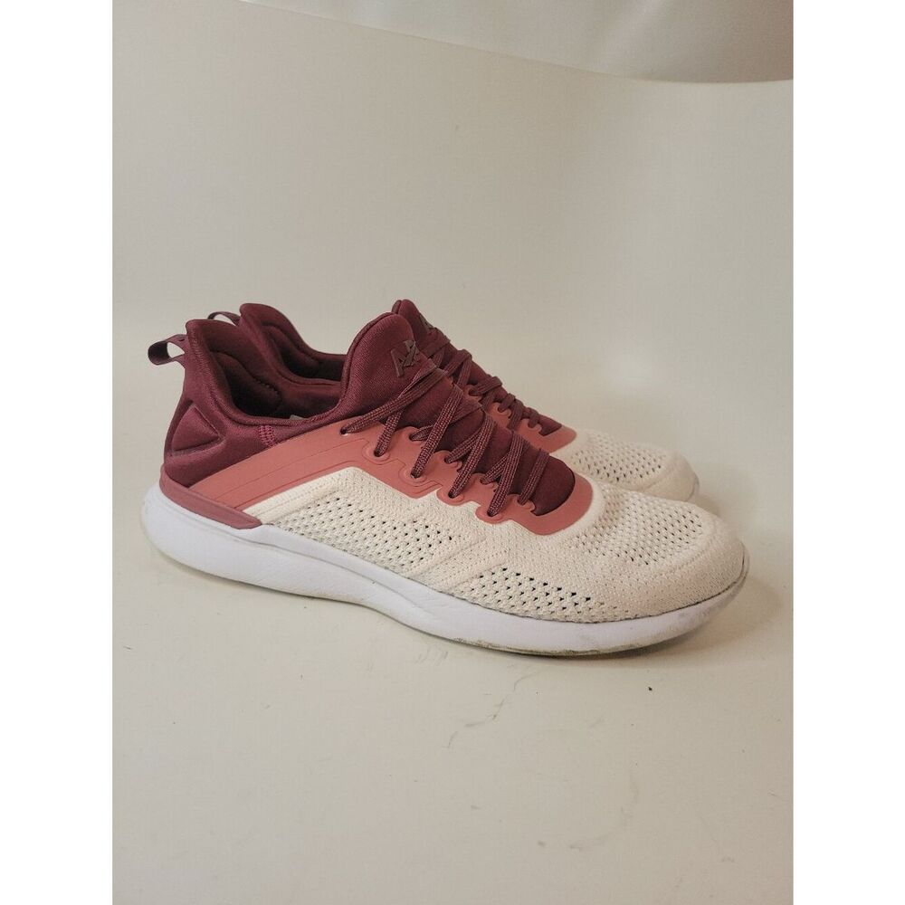 APL Techloom Tracer Knit Top Training Sneakers in Maroon and Cream